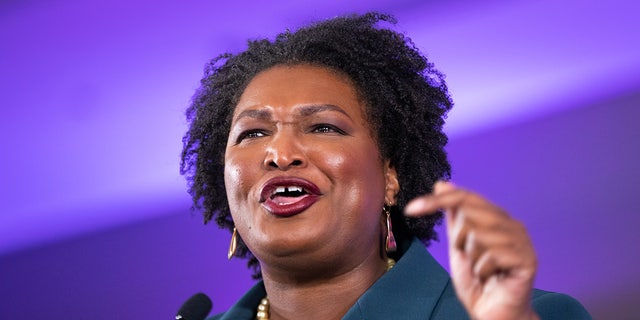 Stacey Abrams, Democratic gubernatorial candidate for Georgia, speaks during an election night rally in Atlanta, Georgia, US, on Tuesday, Nov. 8, 2022. 