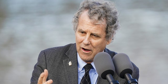 Senator Sherrod Brown, a Democrat from Ohio, speaks during an event in Covington, Kentucky, on Jan. 4, 2023.