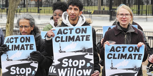 Climate activists gathered in protest on January 10, 2023, in Washington D.C., to demand President Biden stop the Willow Project.