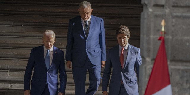 US President Joe Biden, Mexican President Andres Manuel Lopez Obrador and Canadian President Justin Trudeau at the North American Leaders' Summit in Mexico City on Jan. 10, 2023. Lopez Obrador's electoral reforms face opposition.