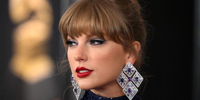 US singer-songwriter Taylor Swift arrives for the 65th Annual Grammy Awards at the Crypto.com Arena in Los Angeles on February 5, 2023.