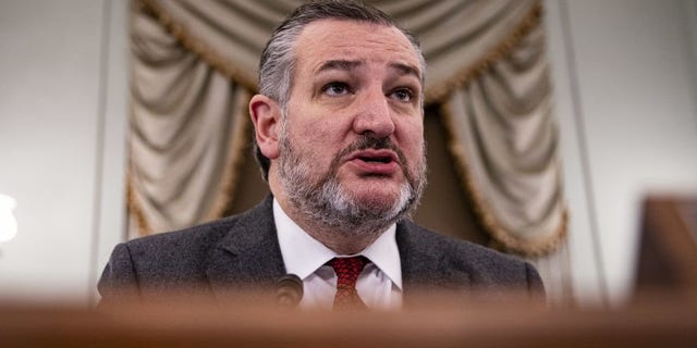Senator Ted Cruz, a Republican from Texas and ranking member of Senate Commerce, Science and Transportation Committee, speaks during a hearing in Washington, DC, US, on Thursday, Feb. 9, 2023. Photographer: Al Drago/Bloomberg via Getty Images