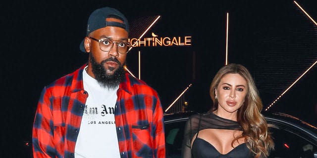 Marcus Jordan and Larsa Pippen are seen on February 13, 2023 in Los Angeles, California.  