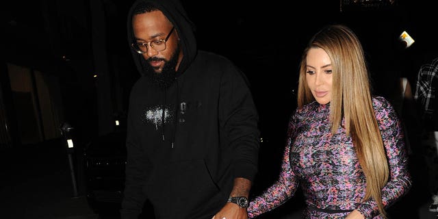 Marcus Jordan and Larsa Pippen are seen arriving at Craig's on February 14, 2023 in Los Angeles, California. 