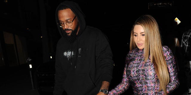Marcus Jordan and Larsa Pippen are seen arriving at Craig's on February 14, 2023 in Los Angeles, California.