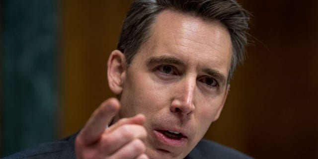 Sen. Josh Hawley's office received a letter from Chinese officials at Beijing's embassy in Washington, D.C., on Wednesday. (Mary F. Calvert/Bloomberg via Getty Images)