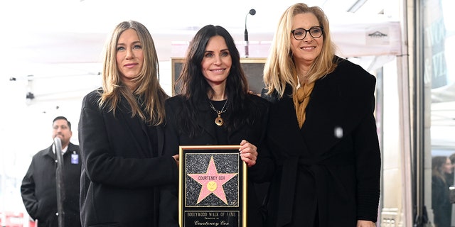 Courteney Cox's "Friends" co-stars Jennifer Aniston and Lisa Kudrow showed up to support her at her Walk of Fame ceremony. The stars were collectively the highest paid women on television for the final season of "Friends."