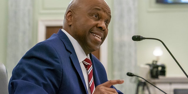 Phil Washington during a Senate Commerce, Science and Transportation Committee nomination hearing in Washington, DC, on March 1, 2023.