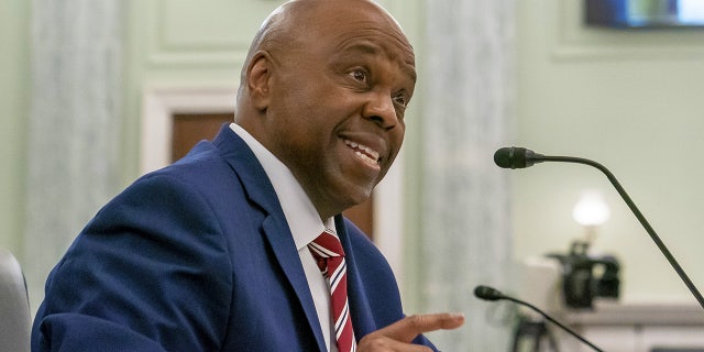 Phil Washington during a Senate Commerce, Science and Transportation Committee nomination hearing in Washington, DC, on March 1, 2023.