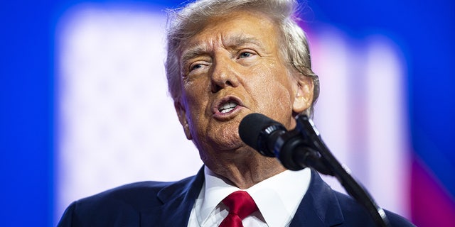 Former President Trump speaks during the Conservative Political Action Conference in National Harbor, Maryland, on Saturday, March 4, 2023. Trump is the first current or former American president to be indicted on criminal charges. 