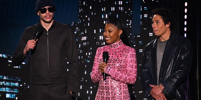 Pete Davidson and his "Transformers" co-stars Dominique Fishback and Anthony Ramos appeared on stage at the Kids' Choice Awards.