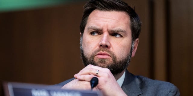 UNITED STATES - MARCH 7: Sen.  JD Vance, R-Ohio, indicated an interest in hearing from Biden administration officials on the banking collapse.  (Tom Williams/CQ-Roll Call, Inc via Getty Images)