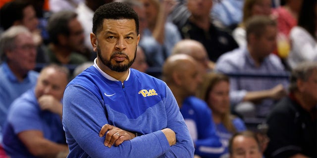 Pittsburgh Panthers head coach Jeff Capel looks on during the first half of their game against the Duke Blue Devils in the quarterfinals of the ACC Basketball Tournament at the Greensboro Coliseum on March 9, 2023 in Greensboro, North Carolina.