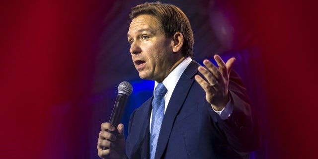 Gov. Ron DeSantis speaks at an event in Des Moines, Iowa, on March 10, 2023.