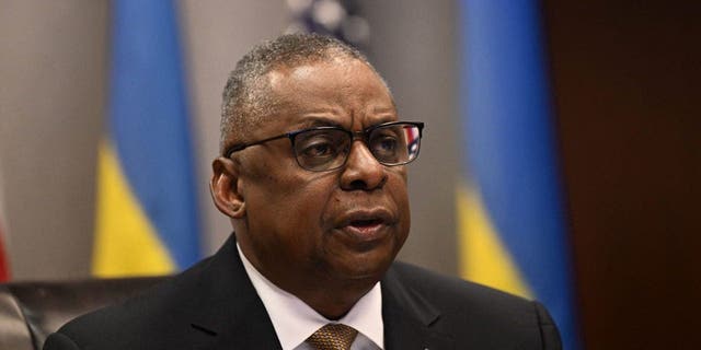 US Defense Secretary Lloyd Austin speaks before a virtual meeting of the Ukraine Defense Contact Group on March 15, 2023, at the Pentagon in Washington, DC. 