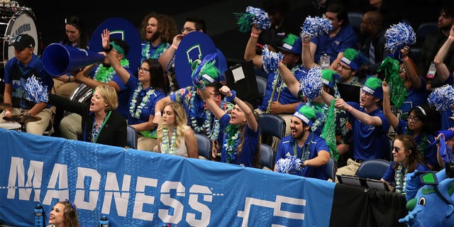 The Texas A&amp;M-Corpus Christi Islanders pep band cheers during the game between the Alabama Crimson Tide and the Texas A&amp;M-Corpus Christi Islanders in the First Round of the NCAA Men's Basketball Championship South Regional on March 16, 2023 at Legacy Arena at BJCC in Birmingham, Alabama.