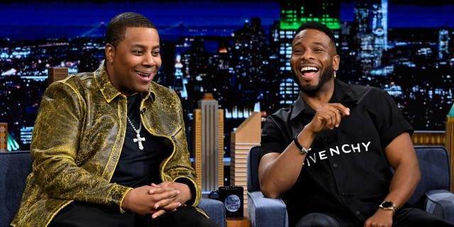 Actor Kenan Thompson and actor Kel Mitchell during an interview with Jimmy Fallon on Friday, March 17, 2023