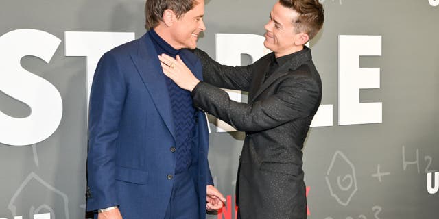 Rob Lowe, left, shared that it’s an "unbelievable" experience working with his son John Owen.