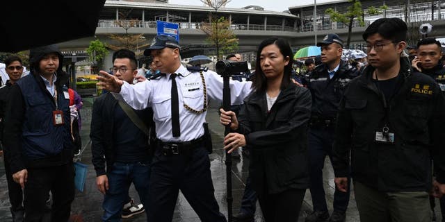 Police escorted the protesters throughout the event and the group was also cordoned off.