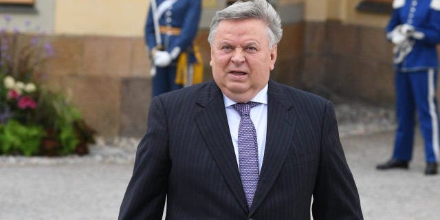 Victor Ivanovitj Tatarintsev attends Prince Julian's baptism outside Drottningholm Castle Chapel on Aug. 14, 2021 in Stockholm.