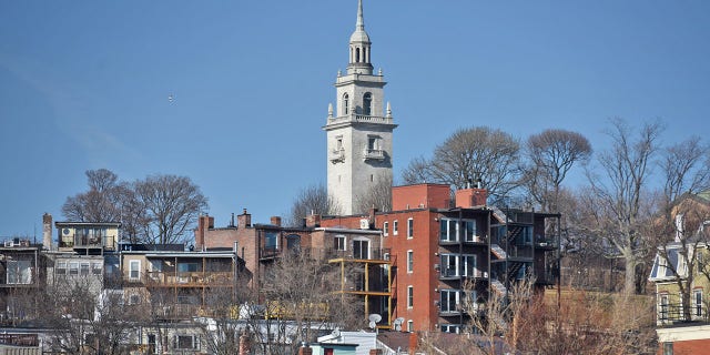 View of residences near Dorchester Heights Monument on April 2, 2015.