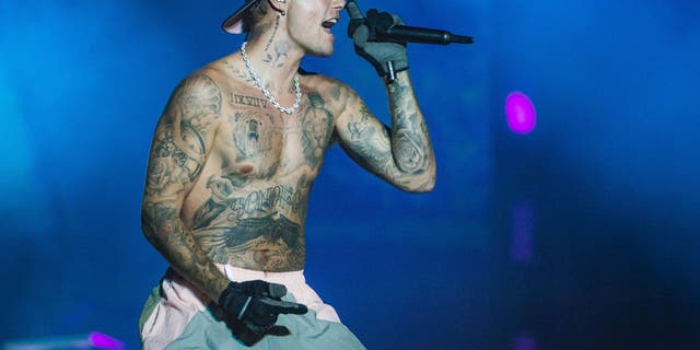 Justin Bieber performs on day three of Sziget Festival 2022 on Óbudai-sziget Island on Aug. 12, 2022 in Budapest, Hungary just two weeks after resuming his world tour.