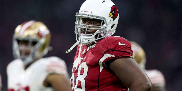 Calvin Beachum of the Arizona Cardinals during the San Francisco 49ers game at the Estadio Azteca on November 21, 2022 in Mexico City, Mexico.