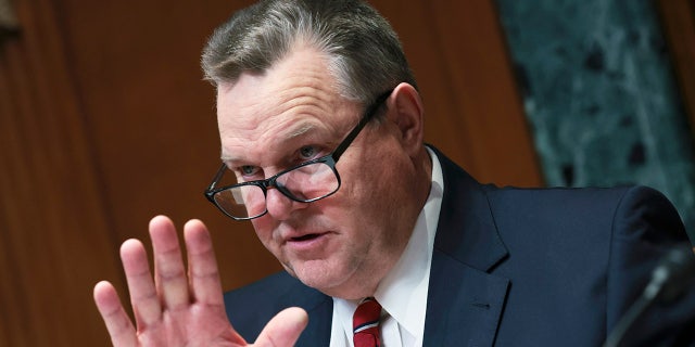 Sen. Jon Tester, D-Mont., questions members of a panel testifying before the Senate Appropriations Subcommittee on Defense on China’s high altitude balloon surveillance efforts against the United States on February 9, 2023, in Washington, D.C.