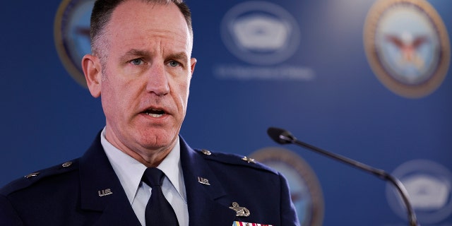 Pentagon Press Secretary Brig. Gen. Pat Ryder speaks during a press briefing at the Pentagon on February 24, 2023, in Arlington, Virginia. 