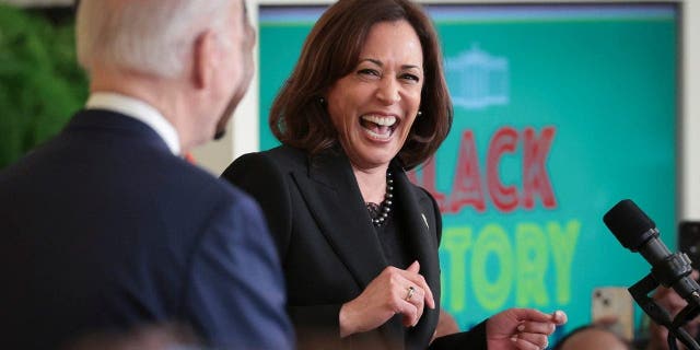 Vice President Kamala Harris speaks during an event at the White House marking Black History Month, Feb. 27, 2023.