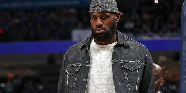 LeBron James of the Los Angeles Lakers during the first half against the Memphis Grizzlies at FedEx Forum Feb. 28, 2023, in Memphis.