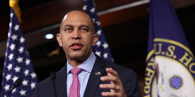 House Minority Leader Hakeem Jeffries speaks during a press conference at the U.S. Capitol on March 1, 2023.
