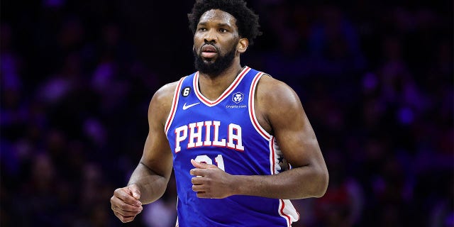 Joel Embiid of the Philadelphia 76ers against the Philadelphia 76ers at Wells Fargo Center Feb. 27, 2023, in Philadelphia. 