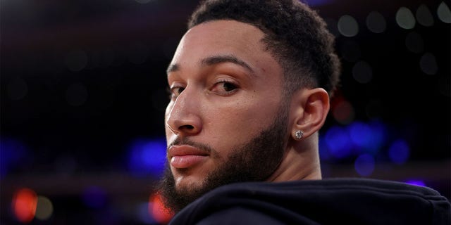 Brooklyn Nets' Ben Simmons during the final seconds of a game against the New York Knicks at Madison Square Garden in New York City on March 1, 2023. 
