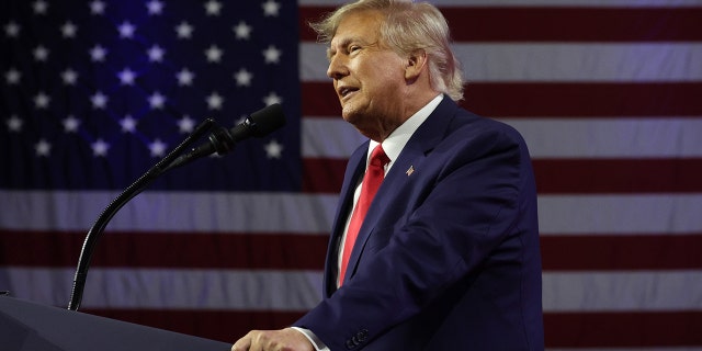 Former U.S. President Donald Trump addresses the annual Conservative Political Action Conference (CPAC) at Gaylord National Resort &amp; Convention Center on March 4, 2023, in National Harbor, Maryland. 