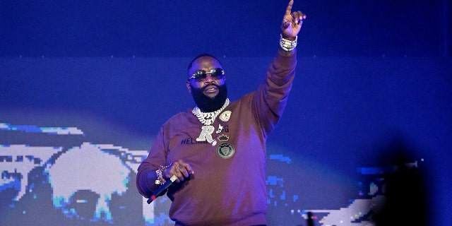 Rapper Rick Ross performs onstage during the Legendz Of The Streetz Tour Reloaded at State Farm Arena on March 05, 2023, in Atlanta, Georgia.