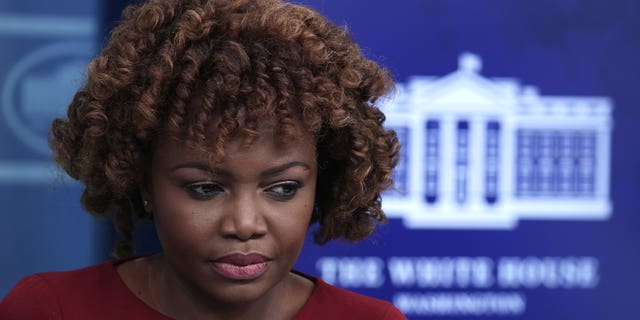 White House press secretary Karine Jean-Pierre speaks during the daily news briefing at the White House on March 6, 2023.