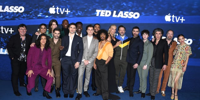 Apple Tv's Original Series "Ted Lasso" cast at the season 3 premiere.