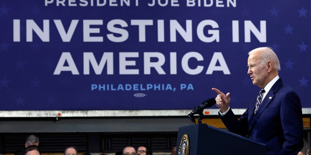 U.S. President Joe Biden talks about his proposed FY2024 federal budget during an event at the Finishing Trades Institute on March 09, 2023 in Philadelphia, Pennsylvania. Seen as a preview to his re-election platform, Biden's proposed budget is projected to cut the deficit by $3 trillion over the next 10 years. It remains unlikely the plan will find any support in the Republican-controlled House of Representatives.