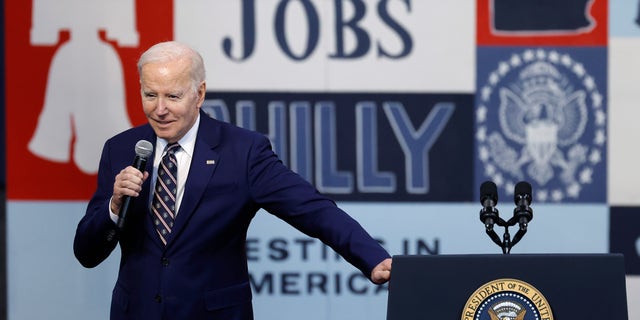 President Joe Biden talks about his proposed FY2024 federal budget during an event at the Finishing Trades Institute on March 09, 2023 in Philadelphia, Pennsylvania. 