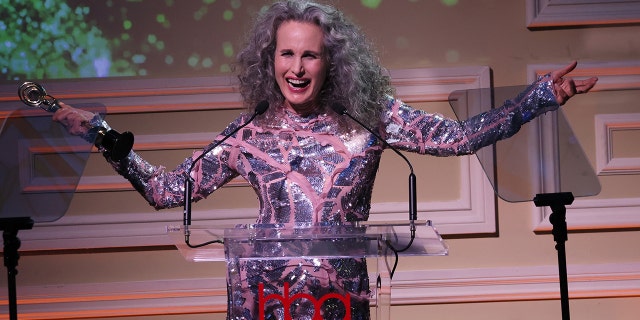 Andie MacDowell accepted her award for Timeless Beauty.