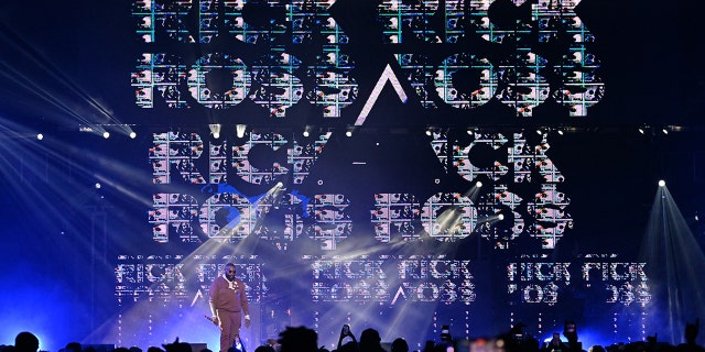 Rapper Rick Ross performs onstage during the Legendz Of The Streetz Tour Reloaded at State Farm Arena on March 05, 2023, in Atlanta, Georgia. 