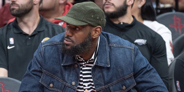 LeBron James attends the game between the Los Angeles Lakers and the Houston Rockets at Toyota Center on March 15, 2023 in Houston.