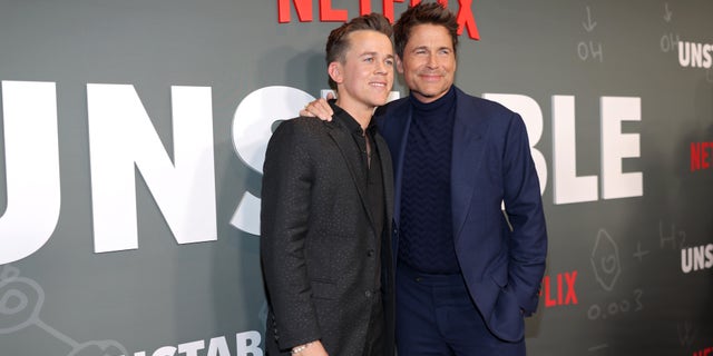 Rob Lowe, right, told Fox News Digital why he did not want his son John Owen to work in Hollywood.