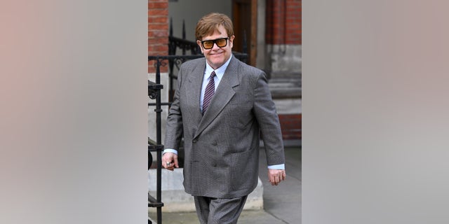 Sir Elton John departed the Royal Courts of Justice in his role as claimant after attending a lawsuit against the Associated Newspapers on March 27, 2023 in London, England.