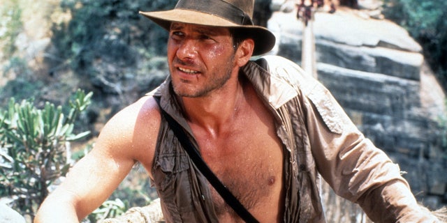 Harrison Ford in a scene from the film 'Indiana Jones And The Temple Of Doom' in 1984.