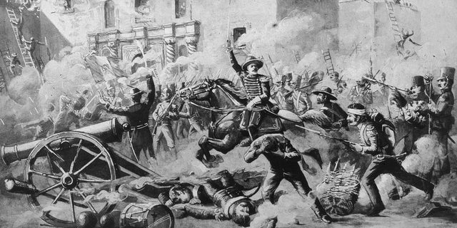 A depiction of the Battle of the Alamo on March 6, 1836. 