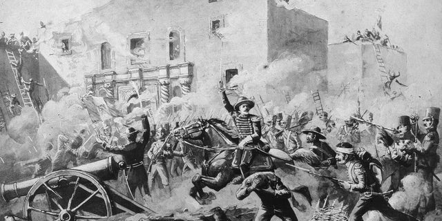 A depiction of the Battle of the Alamo on March 6, 1836. 