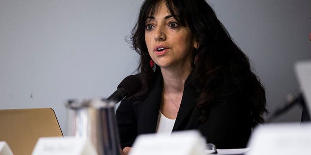 Huwaida Arraf, a dual U.S. and Israeli citizen, speaks about her experience during the IDF assault on the 2010 Gaza Freedom Flotilla during a press conference with her lawyers and other legal experts at the National Press Club in Washington Jan. 12, 2015.