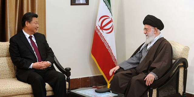 TEHRAN, IRAN - JANUARY 23: Chinese President Xi Jinping, left, meets with Supreme Leader of Iran Sayyed Ali Khamenei in Tehran, Iran on January 23, 2016. 
